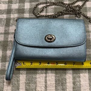 Metallic blue coach bag